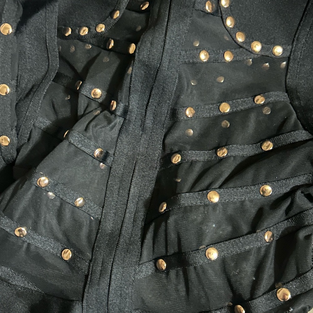 Elegant Black Sheer Studded Dress - Picture 4 of 5